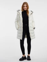 Orsay Women's Cream Quilted Coat with Faux Fur - Women