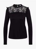Black women's T-shirt with lace detail ORSAY