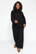 Trendyol Curve Black Standing Collar Plain Single Plate Plus Size Top-Upper Set