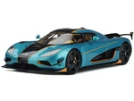 2016 Koenigsegg Agera RSR Blue Metallic and Black with Orange Stripes 1/18 Model Car by GT Spirit