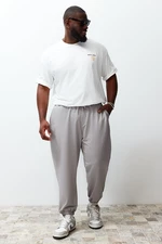 Trendyol Plus Size Gray Oversize Comfortable 100% Cotton Sweatpants
