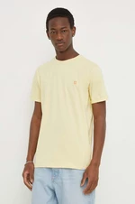 Bavlnené tričko Les Deux žltá farba, jednofarebný
