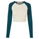 Women's Organic Cropped Retro Baseball Long Sleeves with White Sand/Jasper Women's Organic Cropped Retro Baseball Long Sleeves with White Sand/Jasper