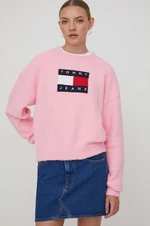 Svetr Tommy Jeans dámský, růžová barva, DW0DW17248