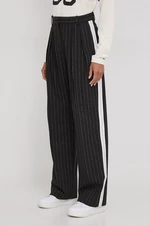 Kalhoty Tommy Hilfiger dámské, černá barva, široké, high waist, WW0WW40513