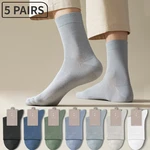 5 Pairs/Pack 96% Pure Cotton Socks Antibiosis Deodorant High Quality Men Socks Breathable Mesh Casual Summer Thin Business Sock