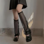 hirigin Fashion Gothic Black Fishing Net Long Socks Women Outdoor Knee High Elastic Leg Warmers Girl Cool Breathable Socks 2023