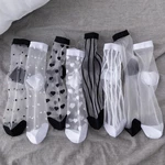 Sexy Lace Women Socks Summer Ultra-thin Transparent Mesh Fishnet Short Socks Harajuku Casual Breathable Black White Crew Socks