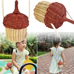 Woven Pinecone Crossbody Handbag Photo Props Vintage Mini Pinecone Rattan Bag Toddlers Handbag Home Decor
