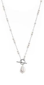 Troli Elegantní ocelový náhrdelník s barokní perlou VABQJN061S