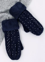 Zdobené dámské rukavice-palčáky tmavě modré