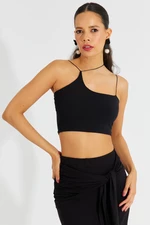 Cool & Sexy Women's Black String Halter Crop Blouse B2594