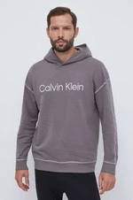 Bavlněná mikina Calvin Klein Underwear šedá barva, s kapucí, s aplikací