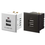 Dual USB AC Power Socket Embedded Dual USB Desktop Receptacle DC Charging Power Panel Module Outlet 5V 2.1A