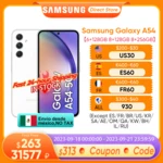 Global Version Samsung Galaxy A54 5G Smartphone Exynos 1380 120Hz Super AMOLED 5000mAh 25W Fast Charge Android 13 Cellphone