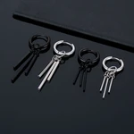 Fashion Gothic Street Hip Hop Stick Stainless Steel Black Drop Earrings For Women Men Ear Jewelry Pendant Cool Eardrop