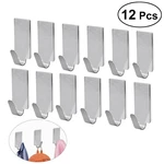 12pcs Adhesive Stainless Steel Towel Hooks Family Robe Hanging Hooks Hats Bag Family Robe Hats Bag Key Adhesive Wall Hooks