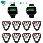 JINGLE BELLS Hotel, Cafe 8 Call Buttons+2 Watch Pagers/ Rechargeable Watch Receivers Waiter Calling Systems Restaurant Equipment