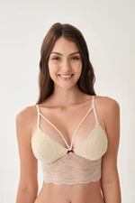 Dagi Beige Throw Lined Non-wired Bralette, Triangle Decollete.