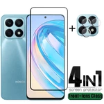 4-in-1 For Huawei Honor X8A Glass For Honor X8A Tempered Glass Full Glue Cover HD 9H Screen Protector Honor X8 A X8A Lens Glass