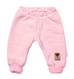 Baby Nellys Pletené kojenecké kalhoty Hand Made  růžové