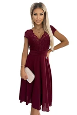 Chiffon dress with lace neckline Numoco