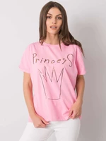 Women's pink cotton T-shirt with print