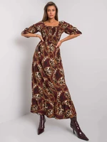 Maroon long dress with patterns