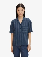 Dark blue ladies striped shirt with linen Tom Tailor - Ladies