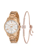 Polo Air Sports Women's Wristwatch Zircon Stone Snowflake Bracelet Combination Copper Color
