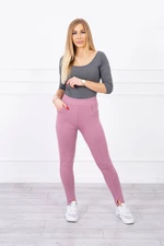 Trousers with slit on leg dark pink