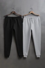 Trendyol Grey-Black Regular/Normal Cut Elasticized Jogger 2 Pack Sweatpants Trendyol Grey-Black Regular/Normal Cut Elasticized Jogger 2 Pack Sweatpants