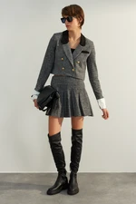 Trendyol Gray Premium Quality Pleated Mini Woven Skirt