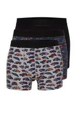 Trendyol Multicolored Men's Car Pattern Cotton 3-Pack Boxer