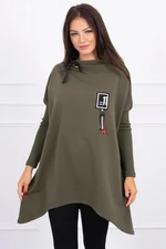 Oversize sweatshirt with asymmetrical khaki sides