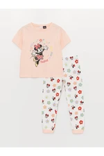 LC Waikiki Crew Neck Minnie Mouse Printed Short Sleeve Girls' Pajamas Set