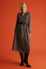 DEFACTO Printed Siphon Maxi Long Sleeve Dress