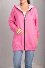 armonika Women's Fuchsia Zippered Hoodie Trench