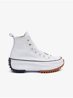 White Women's Leather Ankle Sneakers on the Converse Run Star Platform - Ladies