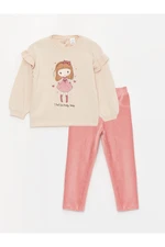 LC Waikiki Crew Neck Long Sleeve Printed Baby Girl Sweater & Leggings