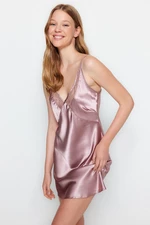 Trendyol Powder Silk Satin Nightgown With Lace Detail