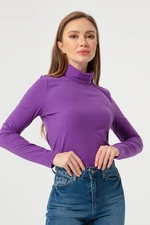 Lafaba Women's Purple Turtleneck Knitted Blouse