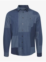 Modrá džínová vzorovaná košile Blend Patchwork - Pánské