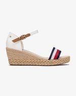 White Women's Wedge Sandals Tommy Hilfiger Shimmery Ribbon - Ladies