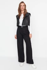 Trendyol Black Woven Trousers with Belt