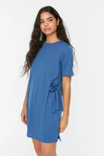 Trendyol Dolphin Blue Knitted Dress With Belt
