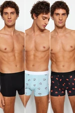 Trendyol 3-Pack Multi Color Animal Pattern-Flat Cotton Couple Boxer