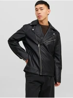 Black men's leather jacket Jack & Jones Rocky - Men's