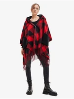 Černo-červené dámské kostkované pončo Desigual Checkys Arenal/Zipper - Dámské Černo-červené dámské kostkované pončo Desigual Checkys Arenal/Zipper - Dámské