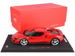 Ferrari 296 GTB Rosso Corsa Red with DISPLAY CASE Limited Edition to 596 pieces Worldwide 1/18 Model Car by BBR